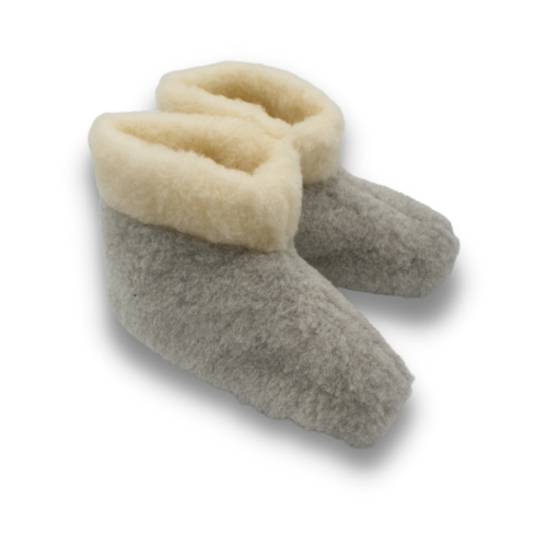Kuscheliger Teddy Stiefel aus Schurwolle mit Kragen