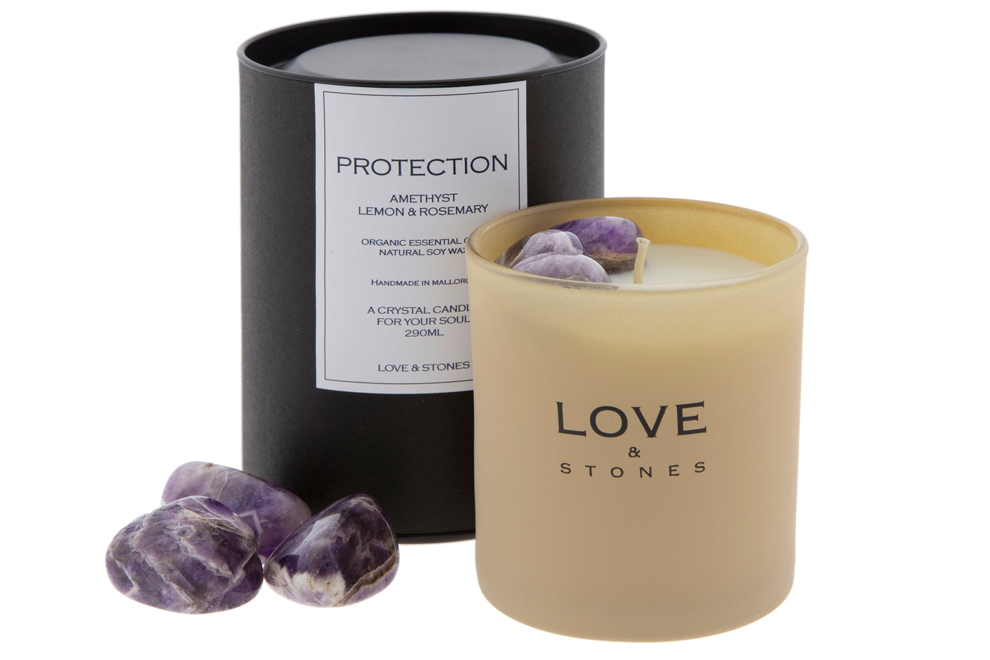 Love&Stones Protection Crystal Kerze